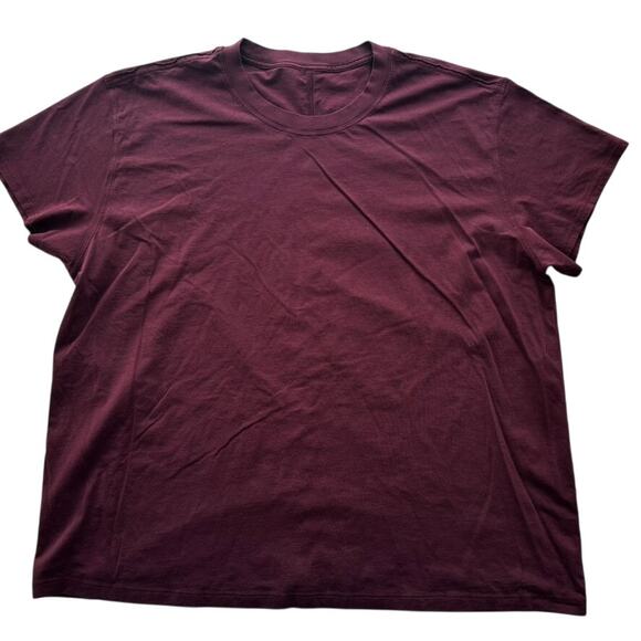 Lululemon All Yours Tee Shirt Cassis Burgundy Red Plus Size 16 Cotton Relaxed - Picture 2 of 3